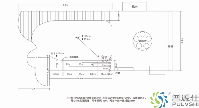 南海朱总别墅景观水池施工图